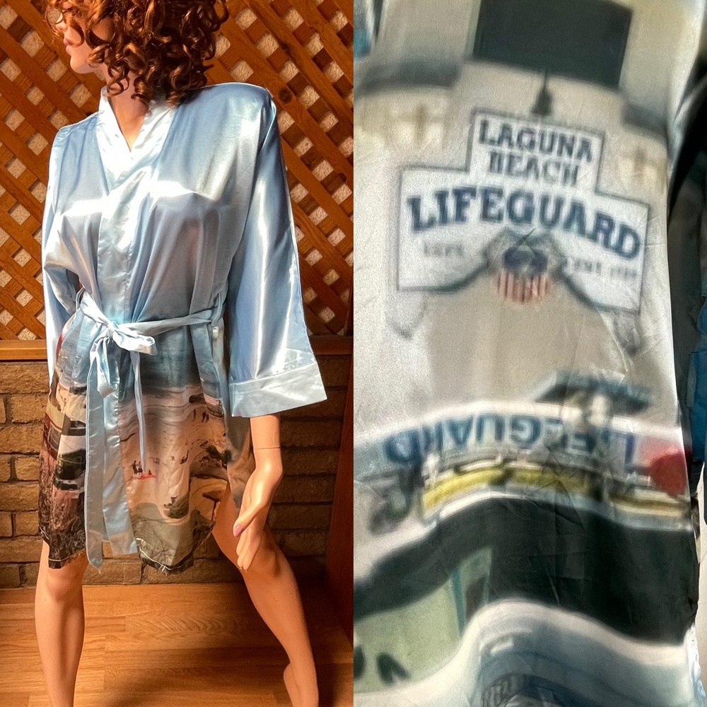 New Abstract LAGUNA BEACH Print KIMONO Robe JACKET Size Medium